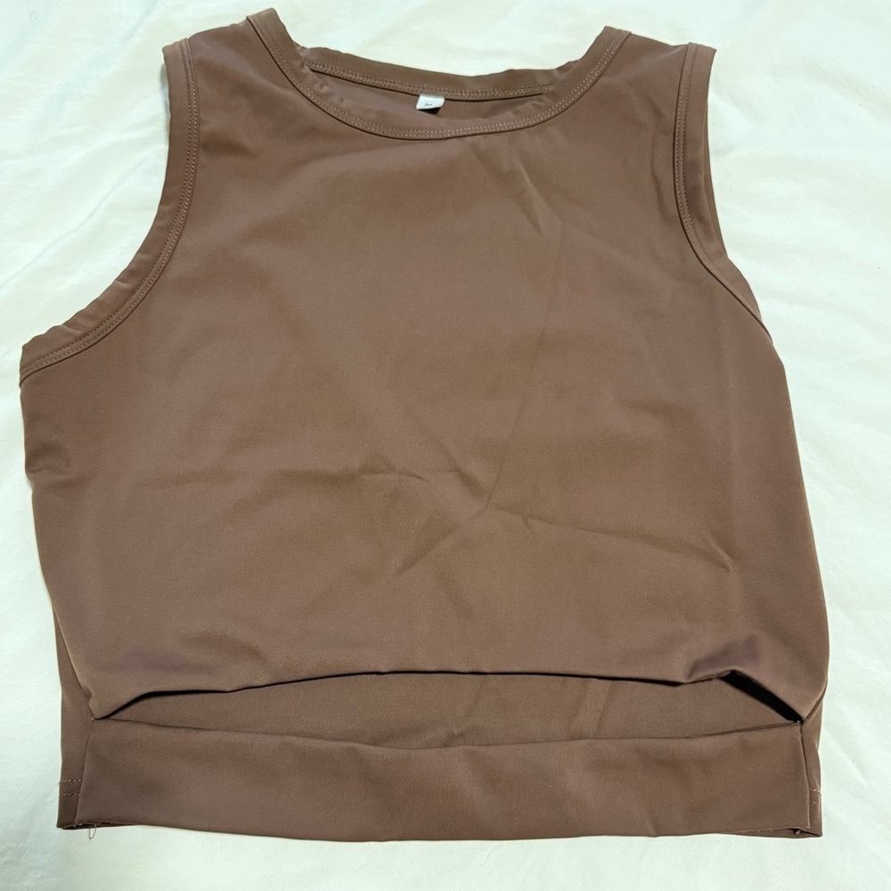Brown Sleeveless Women's Top w/ Cutout